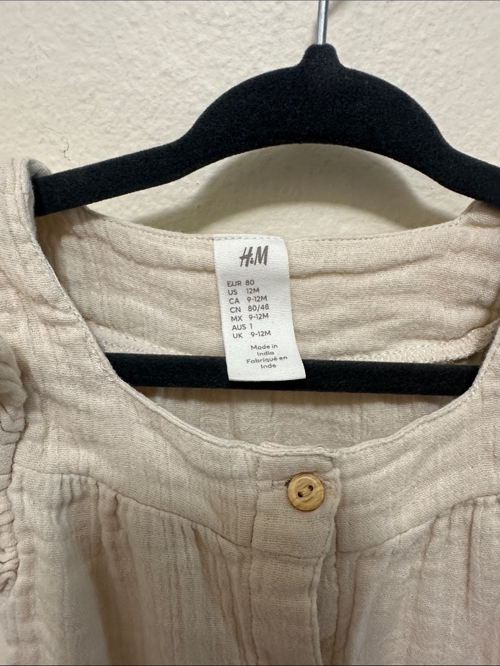 H&M Ruffle Trimmed Muslin Romper one piece in Light Beige - Picture 3 of 4